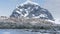 Penguin colony on rocks in Antarctica landscape. Antarctic Peninsula