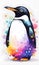 Penguin Colorful Watercolor Animal Artwork Digital Graphic Design Poster Gift Card Template