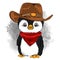 A penguin in a cowboy hat. vector illustration