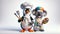 Penguin dressed as a chef and a Koala character styled as a painter AI generated
