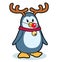 Penguin dressed as reindeer