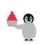 Penguin enjoying a cup ice cream