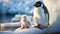 Penguin family in natural habitat. Generative AI