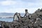 Penguin family in the wild, Galapagos Islands