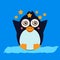 Penguin Feeling Dizzy. Vector Illustration