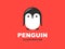 Penguin flat logo - vector illustration, emblem on red background