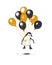 Penguin flying on balloons. Vector illustration