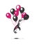 Penguin flying on balloons. Vector illustration