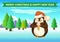 Penguin in Forest with Ice Cream, Christmas Banner