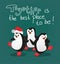 Penguin with friends christmas card vector, together is the best place to be
