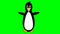 Penguin funny mascot cartoon dancing on green screen, animated bird face, cute eye movements