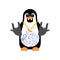 Penguin Gangsta mafia isolated. Angry seabird bully member of gang of street criminals. Tattoos and weapons, gold chain and gun