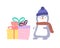 The penguin gives gifts, the vector graphics