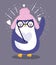 Penguin with glasses and pompom hat bird animal cartoon wildlife