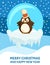 Penguin on Ice Floe in Santa Hat, Christmas Card