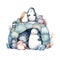 Penguin and Igloo Arctic Cuties Watercolor Whimsical Charm in the Chilly Wonders of the Ice