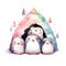 Penguin and Igloo Arctic Cuties Watercolor Whimsical Charm in the Chilly Wonders of the Ice