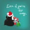 Penguin laptop communication greating christmas card vector cartoon illustration, keep in touch