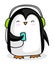 Penguin listening to music