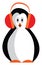 A penguin listening to music with a wireless headphone vector color drawing or illustration