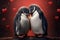 Penguin lovebirds, ideal for a Valentines Day postcard on February 14th