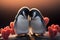 Penguin lovebirds, ideal for a Valentines Day postcard on February 14th