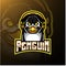Penguin mascot logo design with headphones