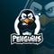 Penguin mascot logo design vector with modern illustration concept style for badge, emblem and tshirt printing. angry penguins