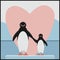 Penguin parent and child love in Valentine