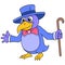 Penguin in a party dress wearing a tuxedo, doodle icon image kawaii