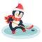 penguin play ice hockey in the winter