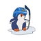 Penguin playing ice hockey cartoon