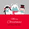 Penguin polar bear and puppy are happy emotion and wear masks with Christmas invitation card design