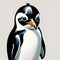 penguin portrait illustration simple style