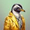 Penguin Portrait In Post-painterly Style