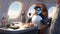 Penguin In Private Jet With Champagne