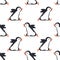 Penguin running cartoon  seamless pattern