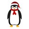 Penguin santa in a cap and scarf