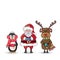 Penguin, Santa Claus and reindeer