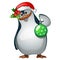 Penguin Santa closeup with Christmas toy