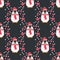 Penguin seamless pattern background. Cute Christmas cartoon doodle vector illustration with hearts