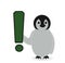Penguin showing exclamation mark please beware