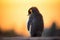 penguin silhouette against sunset