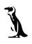 Penguin silhouette black and white stencil