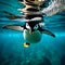 Penguin swimming underwater - ai generated image