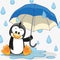 Penguin with umbrella