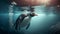 Penguin under water 3d art