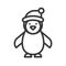 Penguin wearing Santa Claus hat, Merry Christmas theme set, outline editable stroke pixel perfect icon