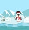 Penguin wearing snowman hat with winter north pole arctic