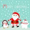 Penguin. White polar bear. Santa Claus wearing red hat, costume, big beard, belt buckle. Merry Christmas. Candy cane. Cute cartoon